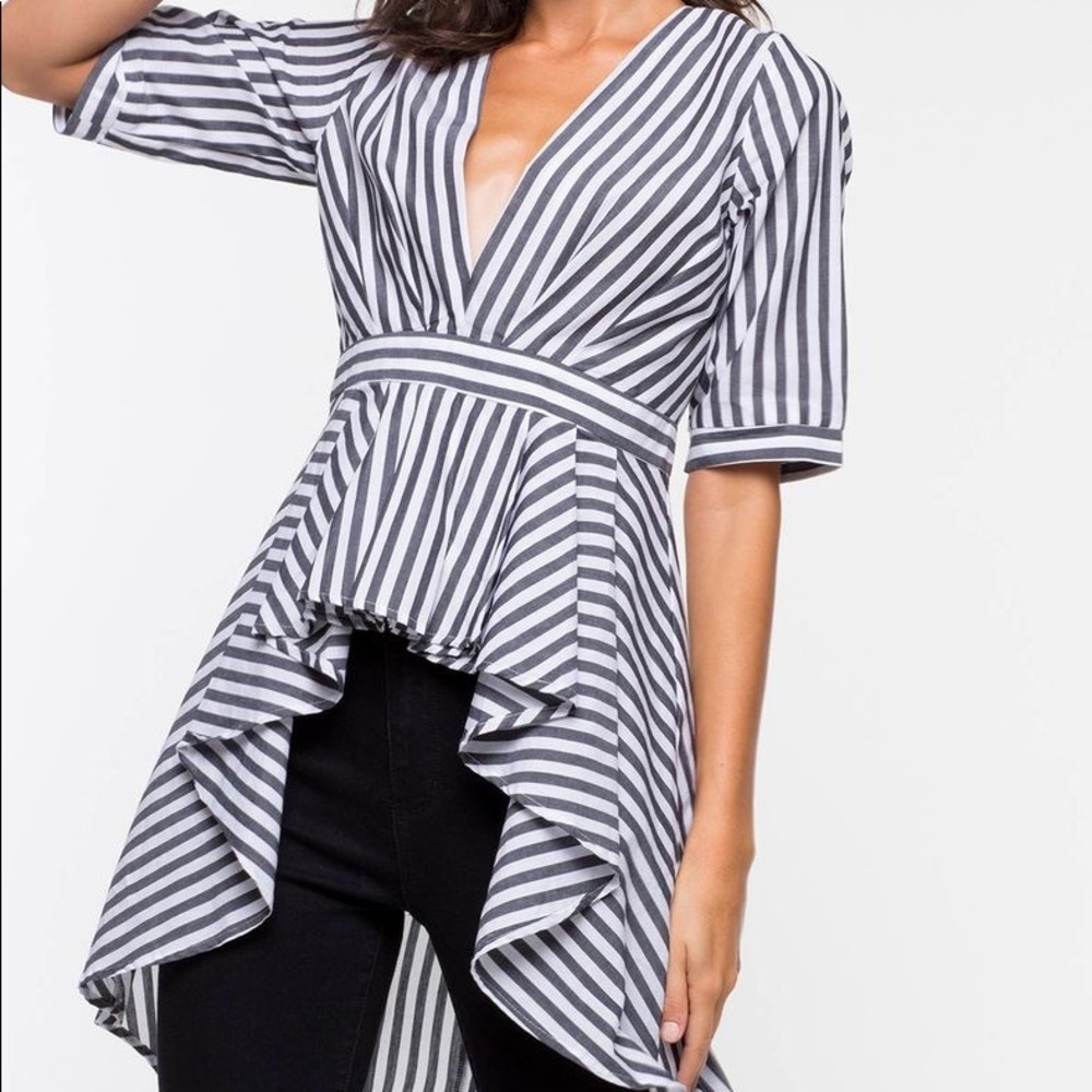 Stripe hi low top/ Vneck